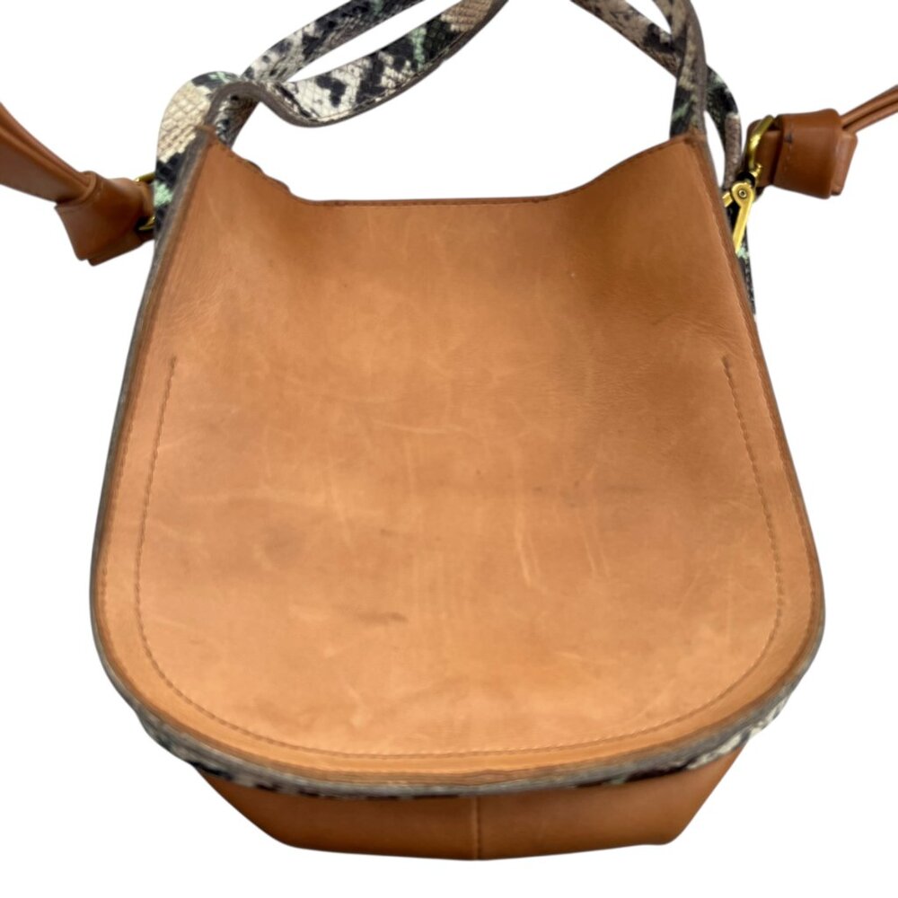 Madewell Sydney Crossbody Bag Snake Embossed Leather brown purse handbag - Picture 4 of 15
